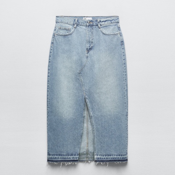 Zara Skirts Nwt Zara Denim Maxi Skirt Poshmark